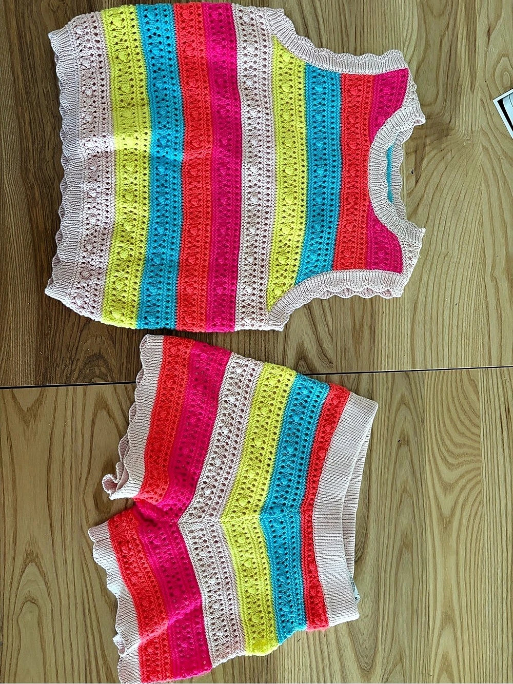 Mini Boden Girls 7-8Y Striped Knit Matching Set Like New